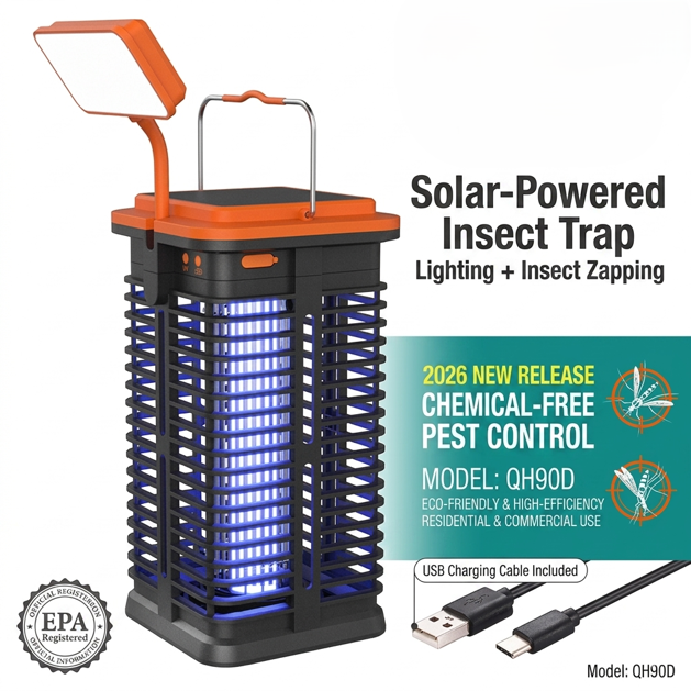 Kolma Solar-Powered 2-in-1 Mosquito Zapper & LED Floodlight - 4000mAh Power (QH90D) UV mosquito trap image